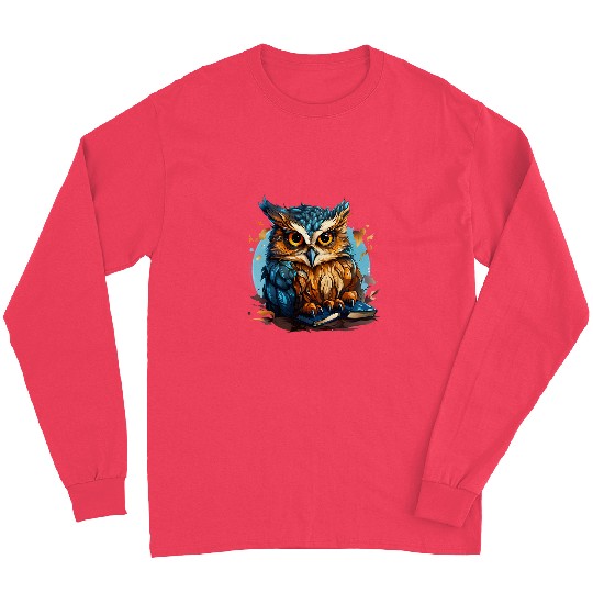 Cute Owl Reading Book Bookworm Owls Long Sleeves