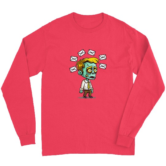 Zombie With Emails Design Supervisor Long Sleeves