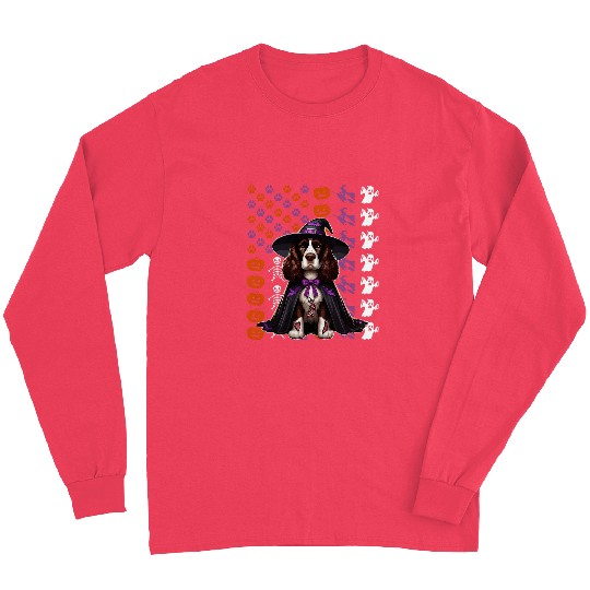 English Springer Spaniel Cosplay Witch Halloween Horror Flag Long Sleeves