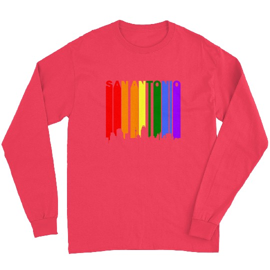 San Antonio Texas Gay Pride Rainbow Skyline Long Sleeves