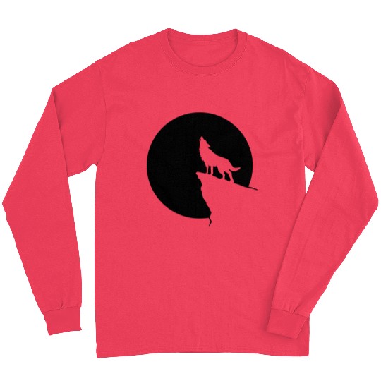 Howling wolf full moon space galaxy gift dog trend Long Sleeves
