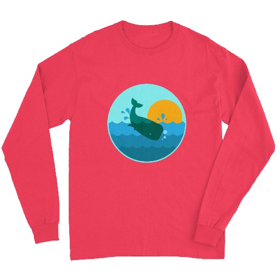 Whale Jump Sunrise Ocean Window - Gift Idea Long Sleeves