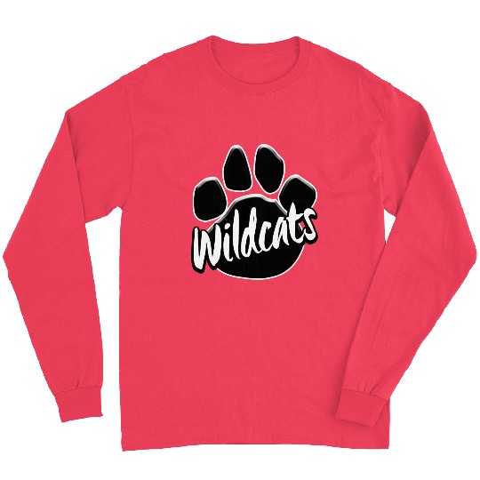 Wildcats Paw Print Mascot School Pride Long Sleeves