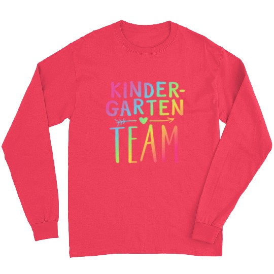 Kindergarten Team Neon Rainbow Teacher Long Sleeves