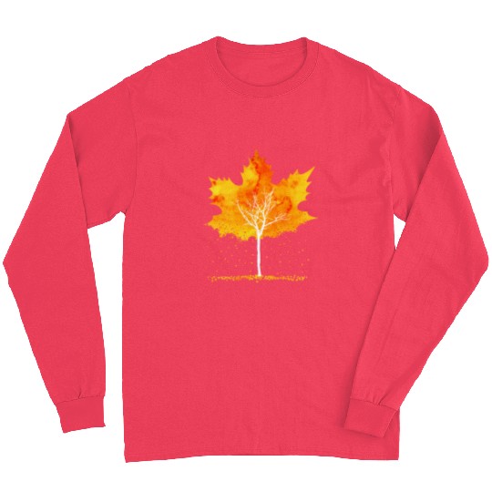 Maple Leaf Autumn Orange Fall Leaves Long Sleeves
