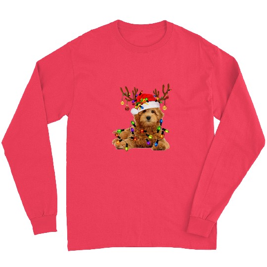 Womens Goldendoodle Christmas Long Sleeves Reindeer