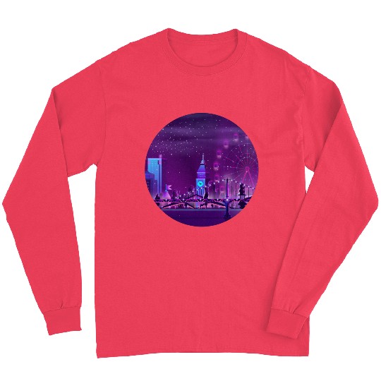 Synthwave Neon City: London Long Sleeves
