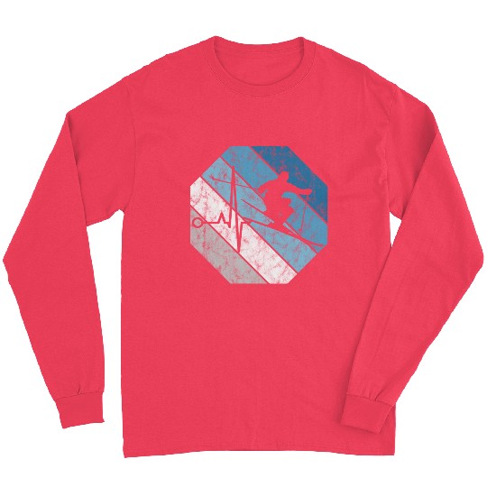 Ski Skiing Skier Mountains Retro Gift Winter Snow Long Sleeves