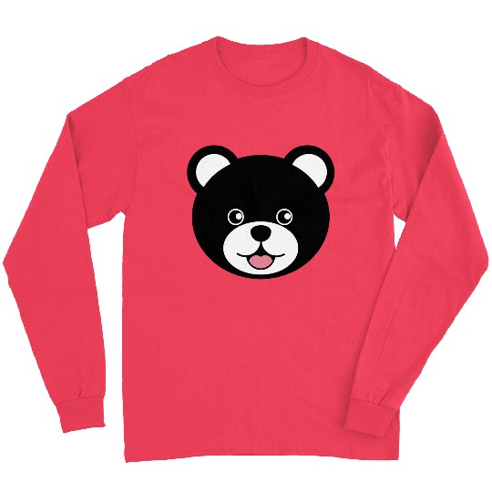 Cute Black Teddy Bear Face Long Sleeves