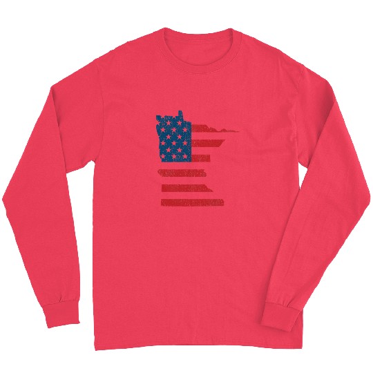 Minnesota Vintage American Flag USA Patriotic Long Sleeves