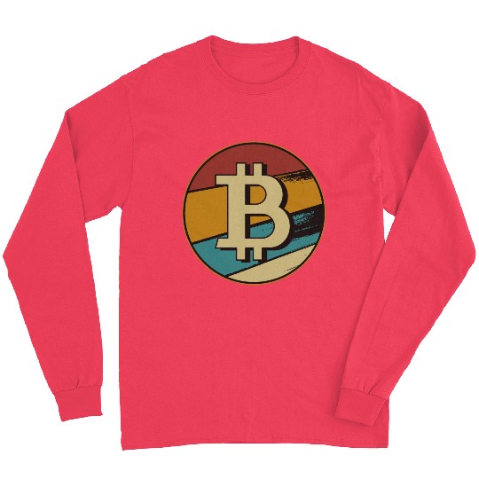 Bitcoin retro sunset crypto design Long Sleeves