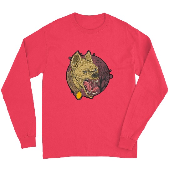 wild hyena angry face head Long Sleeves