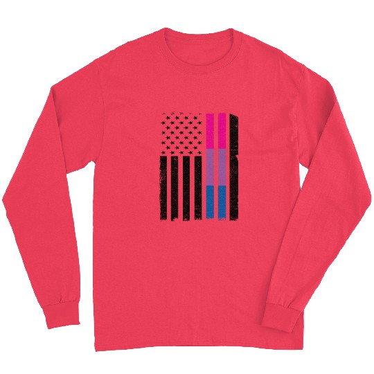 US Flag American LGBT Bisexual Funny Bi Pride Long Sleeves