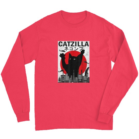 Vintage Catzilla Japanese Sunset Style Long Sleeves