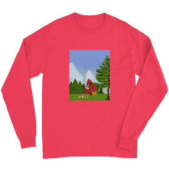 Cardinal Bird Foraging Collecting Mushrooms Long Sleeves