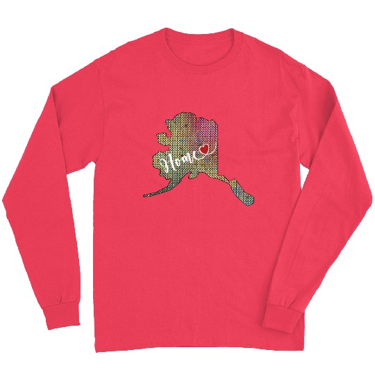 My Home is Alaska Pink and Yellow Knit Print Long Sleeves