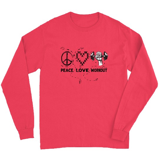 Peace love workout dumbbells heart shape. Long Sleeves