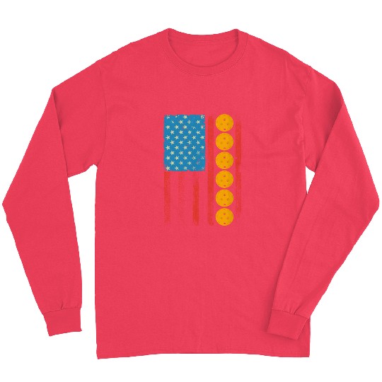 Pickleball US Flag Patriotic Pickleball Player Long Sleeves