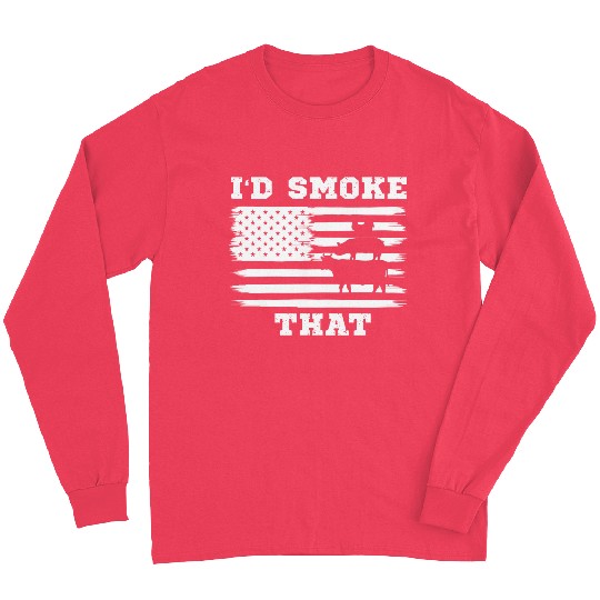 I'd Smoke That Chicken Pig Cow American Flag Long Sleeves