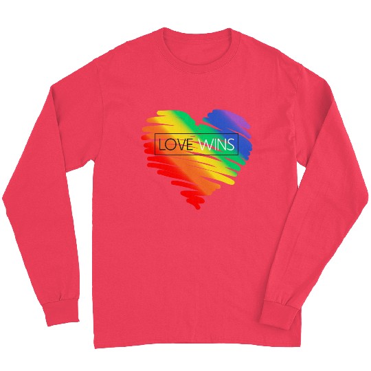 LGBT Rainbow Heart Love Wins Gay Lesbian Trans Bi Long Sleeves