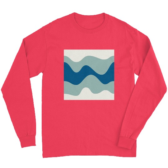 Ocean Waves Pattern - Blue and White Long Sleeves