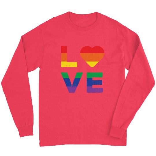 LGBT LOVE Rainbow Heart Gay Lesbian Equality Gift Long Sleeves