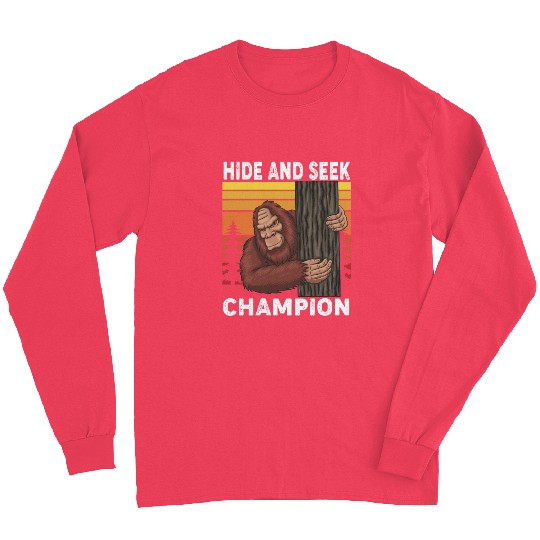 Bigfoot Hide And Seek Champion Funny Sasquatch Long Sleeves
