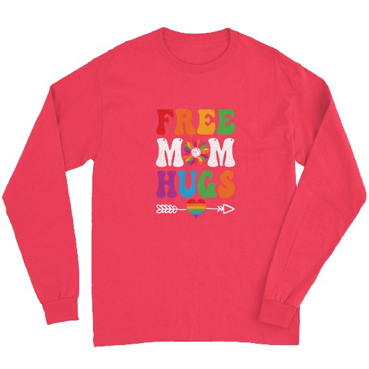 Free Mom Hugs Long Sleeves Sunflower Rainbow Heart LGBT
