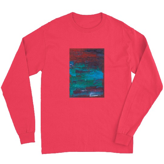 Abstract Red Green Minimalist Painting Long Sleeves