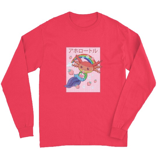 Kawaii Axolotl Strawberry Milk Gay Pride Long Sleeves