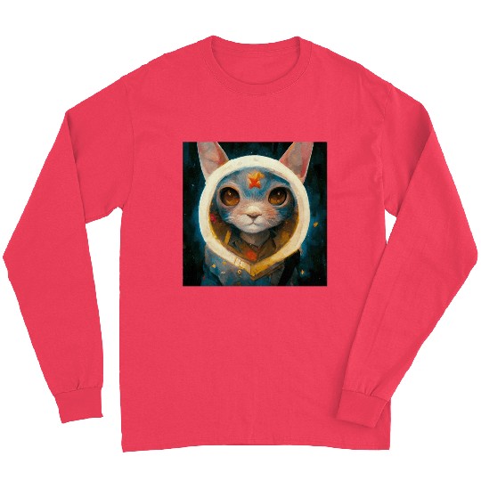 Realistic cat in space painting Long Sleeves