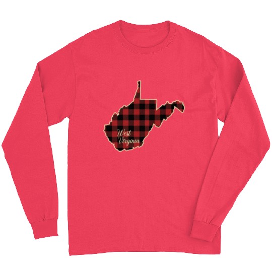 West Virginia Buffalo Plaid Silhouette Home State Long Sleeves
