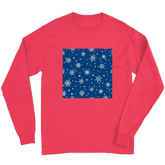 Modern Navy Blue Snowflakes Pattern Long Sleeves