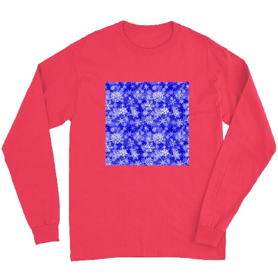 Navy Blue White Snowflakes Pattern Long Sleeves