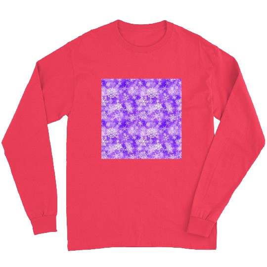 Purple White Snowflakes Pattern Long Sleeves