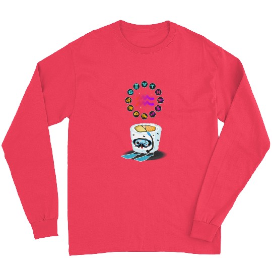 Japanese Sushi Funny Aquarius Zodiac Sushi Lover Long Sleeves