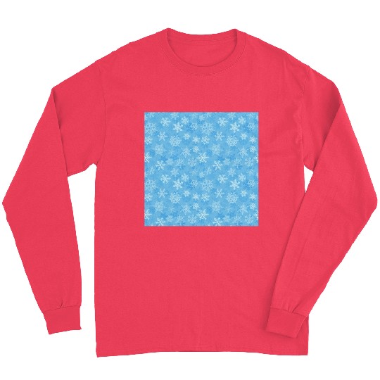 Pretty Light Blue Snowflakes Pattern Long Sleeves