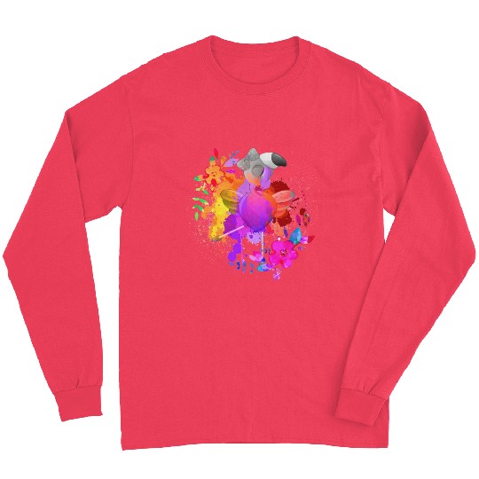 Flower Dance Flamingo Splash of Colors Art Long Sleeves