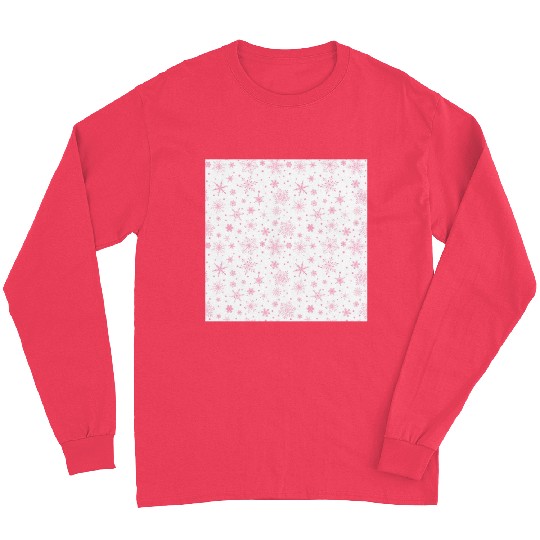 Snowflakes Pattern Pink White Long Sleeves