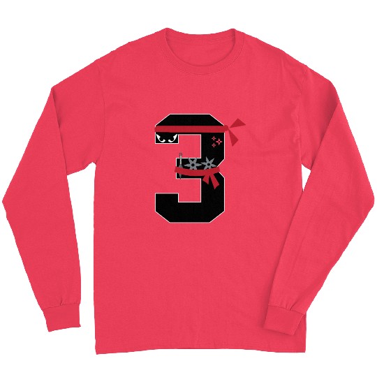 Number 3 Ninja 3 Year Old Fun 3rd Birthday Gifts Long Sleeves
