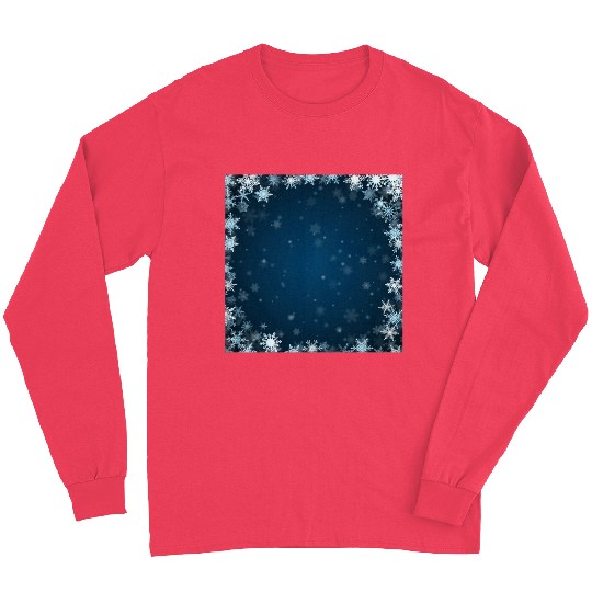 Navy Blue White Snowflakes Pattern Long Sleeves