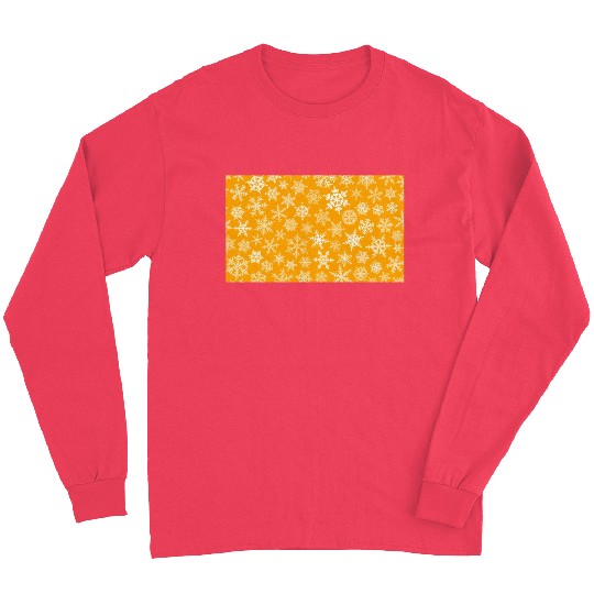 Winter Snowflakes Pattern Orange White Long Sleeves
