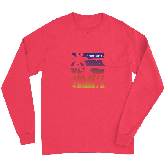 Cool Saint Kitts Surfing Fan Beach Palm Tree Long Sleeves