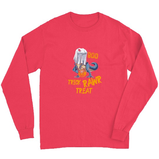 Halloween Trick Rawr Treat T-Rex Ghost Long Sleeves