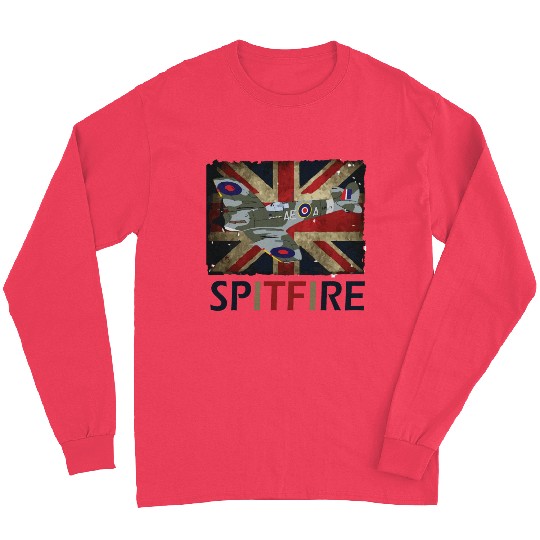 Spitfire WW2 Fighter Aircraft Airplane Union Jack Long Sleeves