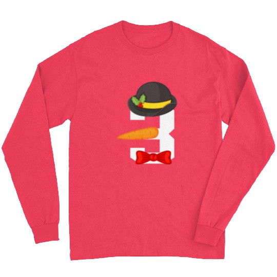 Number 3 Snowman Christmas For 3 Year Old Kids Long Sleeves