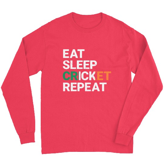 Eat Sleep Cricket Repeat Ireland Flag Sports Gift Long Sleeves
