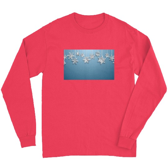 Elegant Hanging Snowflakes Light Blue Long Sleeves
