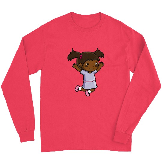 Girl jumps school enrollment joy kindergarten Long Sleeves