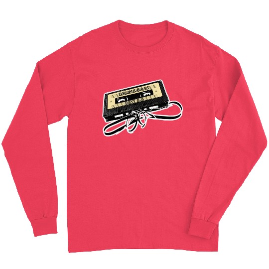 Drum and Bass Music Lover Gift Old Cassette Tape B Long Sleeves